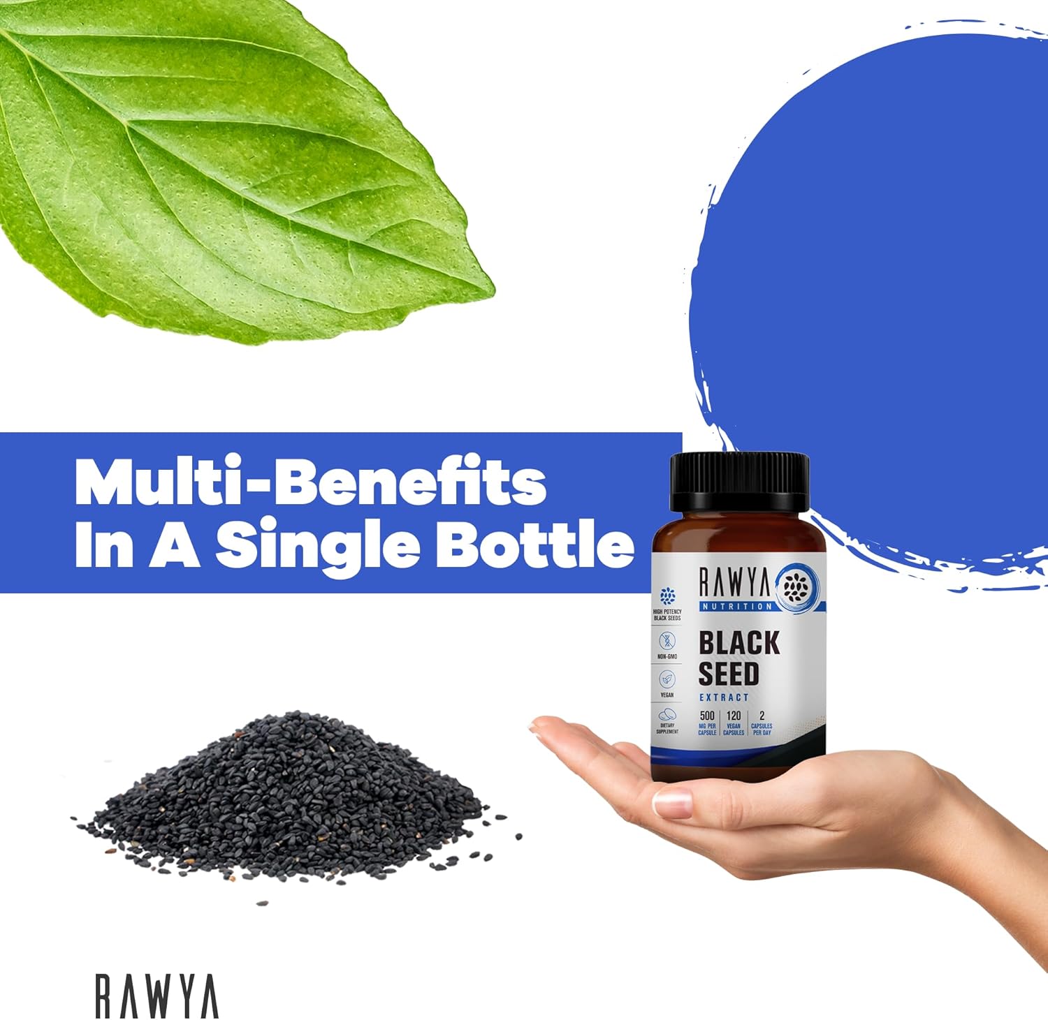 Halal Vegan Black Seed Extract Capsules - 500mg Nigella Sativa Powder for Wellness, Flexibility, Radiant Skin - Pure & Natural Supplement - 120 Caps