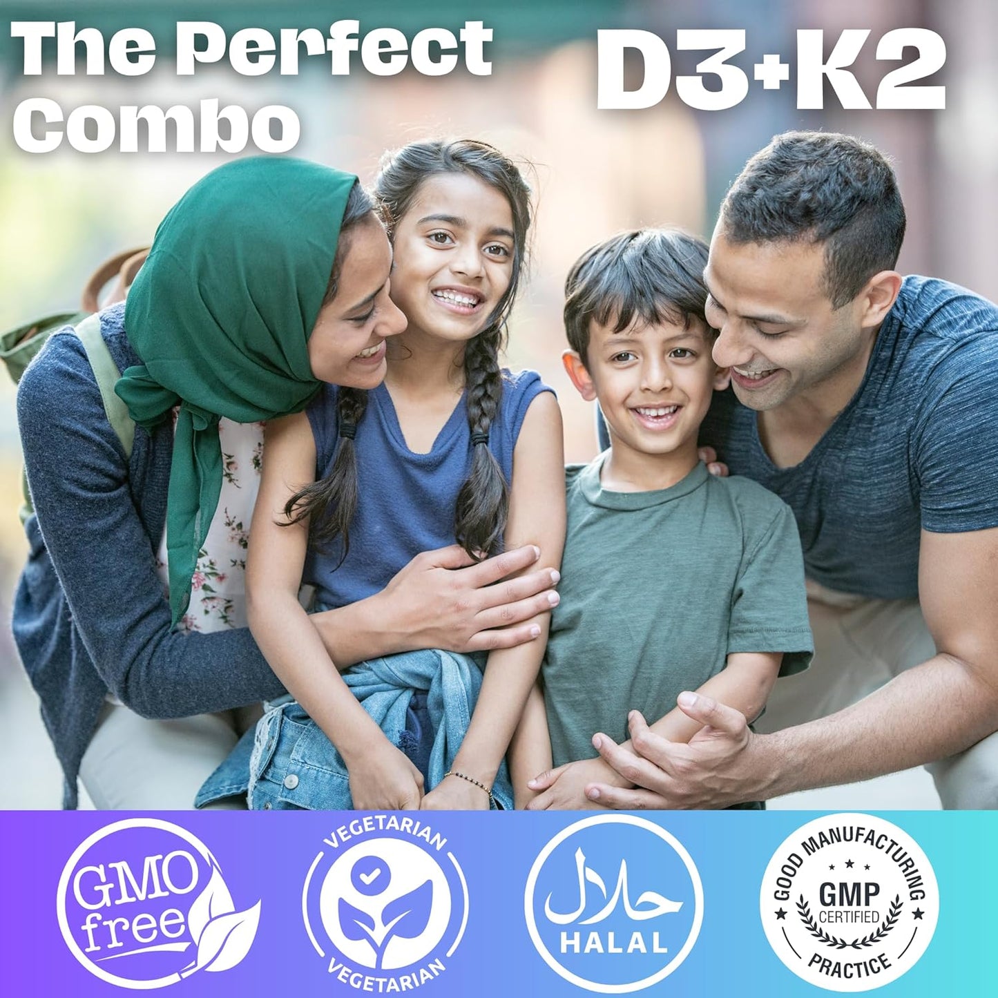 Halal Vitamin D3 with K2 Chewable Tablets - 2000 iu D + Menaquinone-7 (MK7) | Heart, Bone, Muscle Health Support | 90 Count Men Women