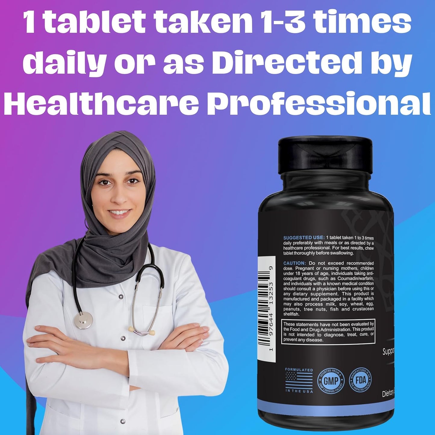 Halal Vitamin D3 with K2 Chewable Tablets - 2000 iu D + Menaquinone-7 (MK7) | Heart, Bone, Muscle Health Support | 90 Count Men Women