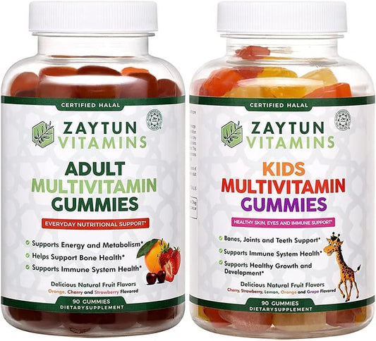 Halal Zaytun Vitamins Multivitamin Gummies for Kids and Adults, Daily Nutritional Support, Vegetarian, Energy & Growth Support - Made in USA