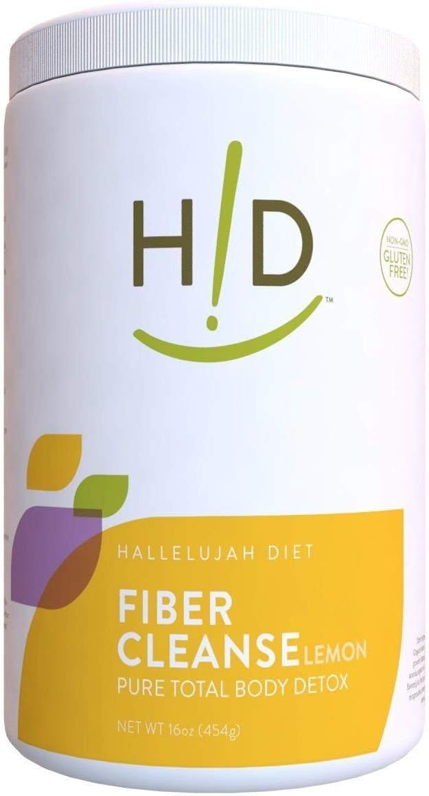 Hallelujah Diet Fiber Cleanse Powder - Lemon Flavored, Psyllium and Flax Seed-Based Colon Cleanse Supplement for Optimal Bowel Function - 16 oz