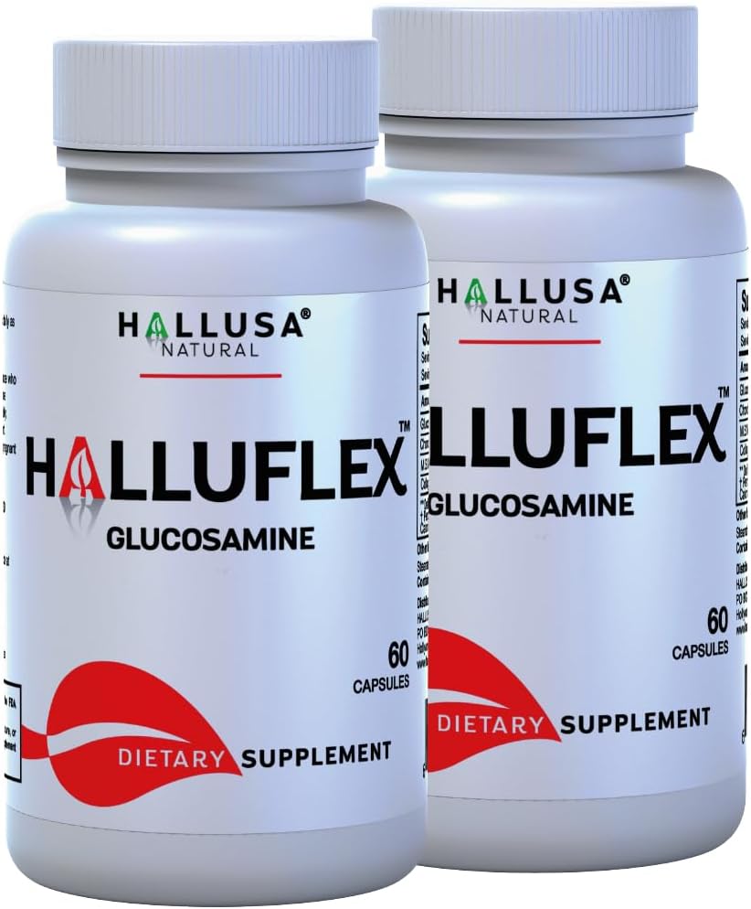 Halluflex Joint Support Supplement with Glucosamine, Chondroitin, and Collagen - Natural Formula for Women and Men - 60 Capsules