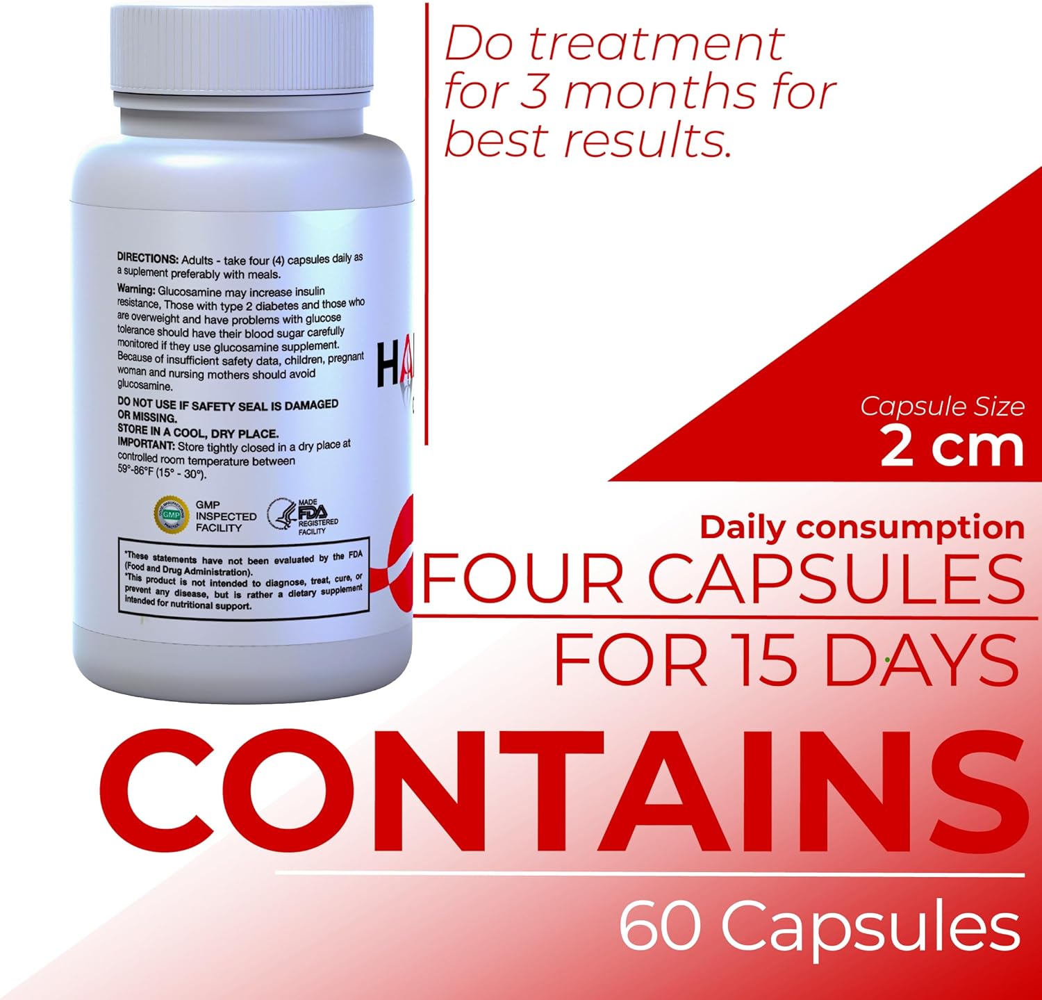 Halluflex Joint Support Supplement with Glucosamine, Chondroitin, and Collagen - Natural Formula for Women and Men - 60 Capsules