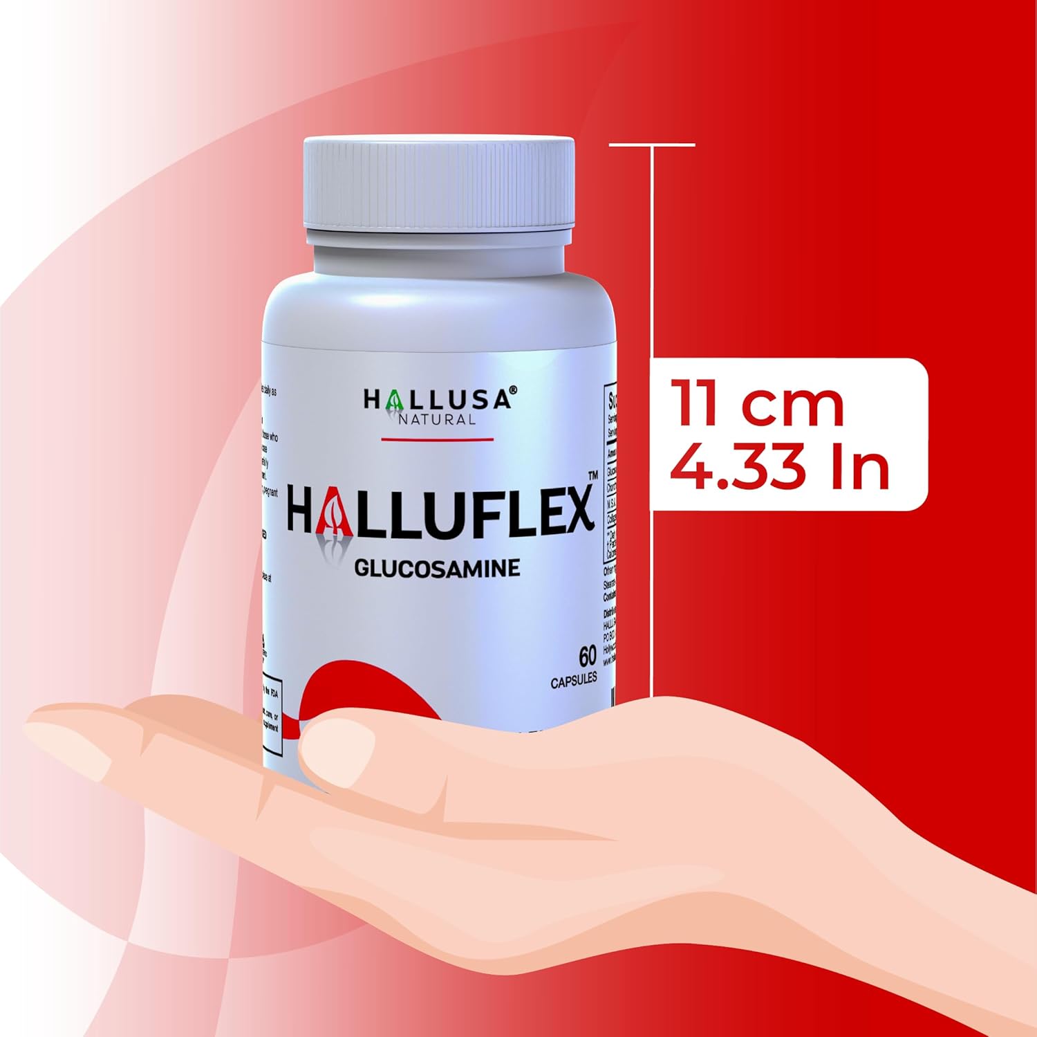 Halluflex Joint Support Supplement with Glucosamine, Chondroitin, and Collagen - Natural Formula for Women and Men - 60 Capsules