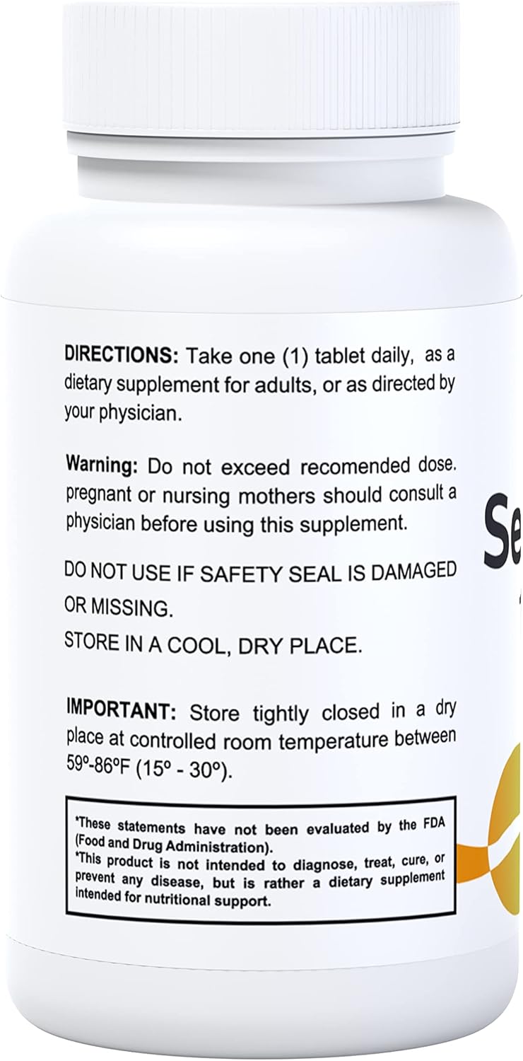 Hallusa Natural Selenium Tablets - Antioxidant, Immune and Heart Health Support - 60 Day Supply