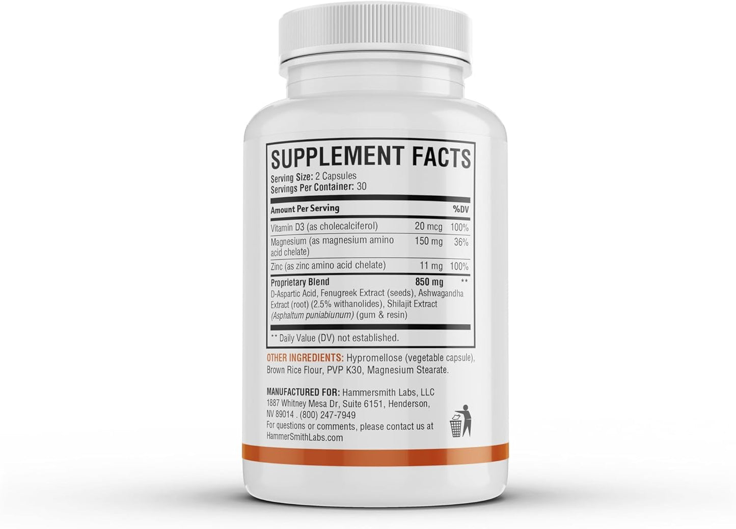 Hammersmith Labs Temerovol Male Supplement - Boosts Energy, Stamina & Sex Drive - Muscle Building Formula, 180 Capsules