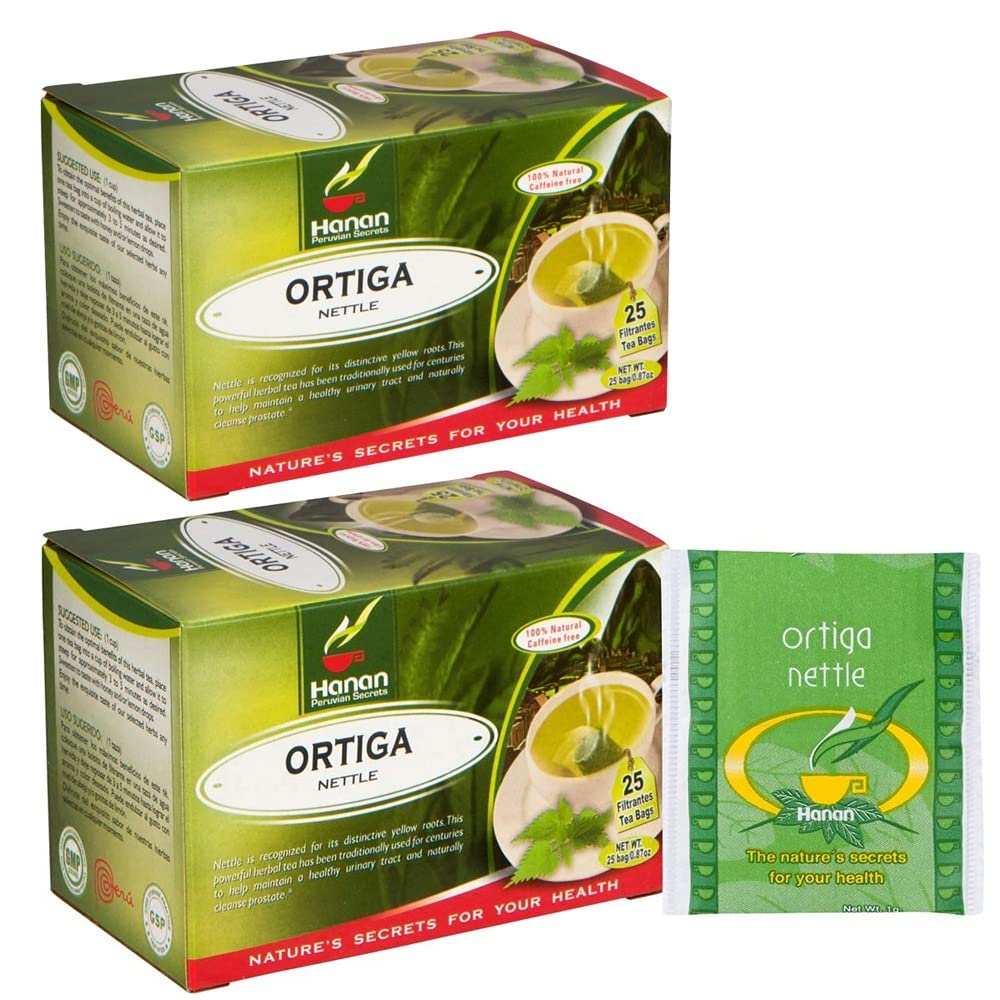 HanAn Nettle Herbal Tea - 100 Tea Bags, Stinging Nettle Root and Leaf from Peru, 2 Boxes of 50 Bags Each
