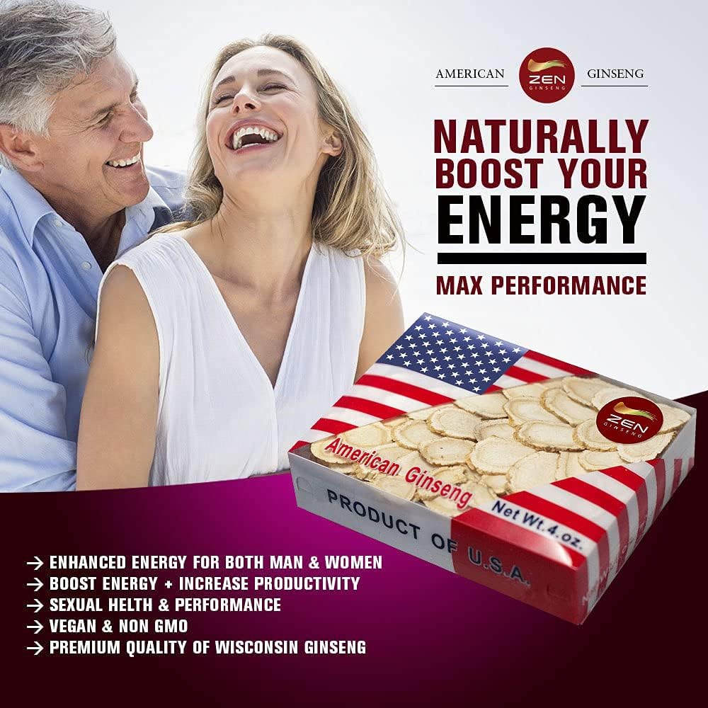 Hand Selected American Wisconsin Ginseng Slices - 4 Boxes (16 Oz.) for Fast Immune System Boost