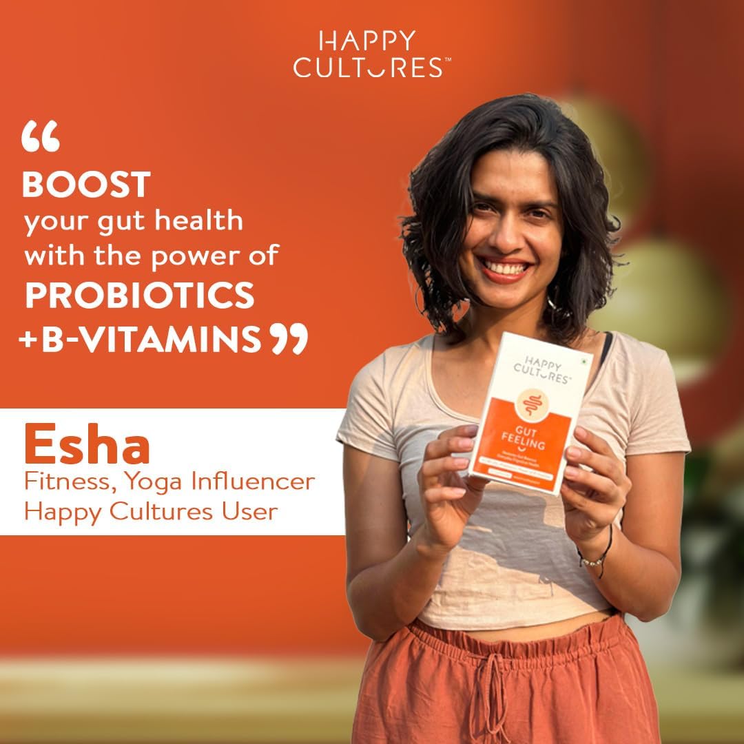 Happy Cultures Gut Health Supplement with Probiotics & B-Vitamins - 30 Veg Capsules for Digestive Health, Bloating & IBS