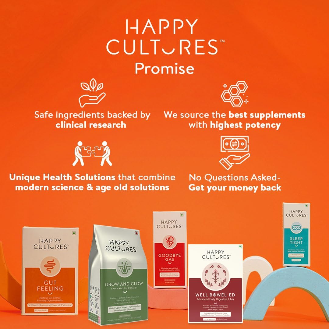 Happy Cultures Gut Health Supplement with Probiotics & B-Vitamins - 30 Veg Capsules for Digestive Health, Bloating & IBS
