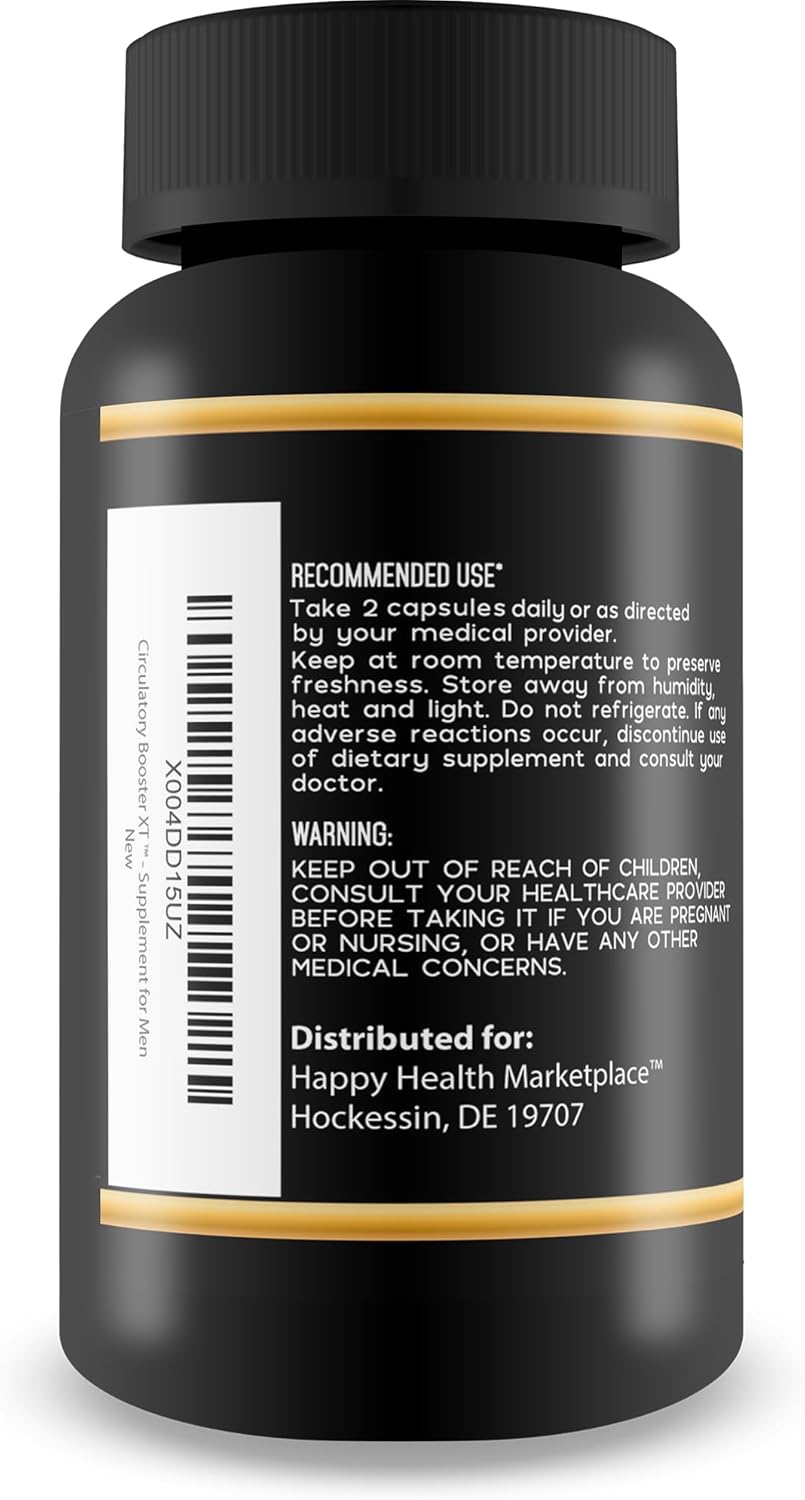 Happy Health Marketplace Circulatory Booster XT - Advanced Blood Flow Support Supplement for Men - Improve Whole Body Circulation - Boost Blood Flow with Circulation Pills