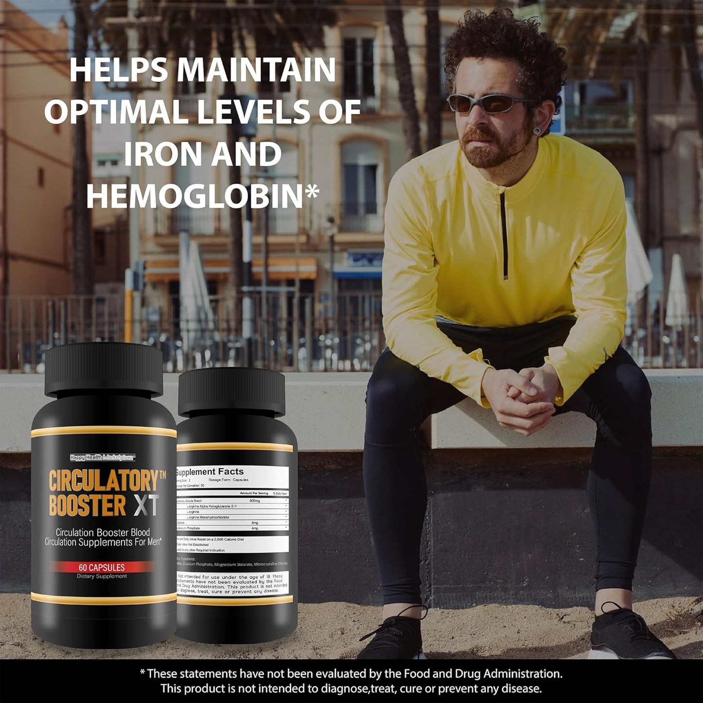 Happy Health Marketplace Circulatory Booster XT - Advanced Blood Flow Support Supplement for Men - Improve Whole Body Circulation - Boost Blood Flow with Circulation Pills