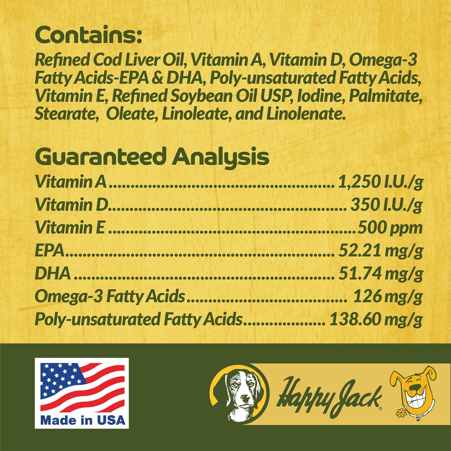 Happy Jack Omega 3 Fish Oil Supplement for Dogs 16 oz - Skin, Coat, Brain, Eyes, Bones, Joint, Heart, Immune Health - Energy Booster - EPA, DHA, Vitamin A, D