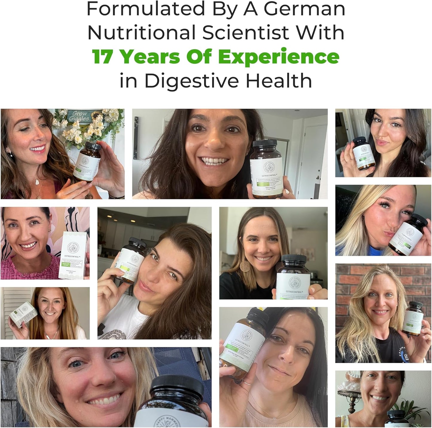 Happy Mammoth EstroControl: Natural Estrogen Balance Support Capsules for Women - Relieve PMS, Hormonal Weight Gain, Cravings, & More - 72 Count