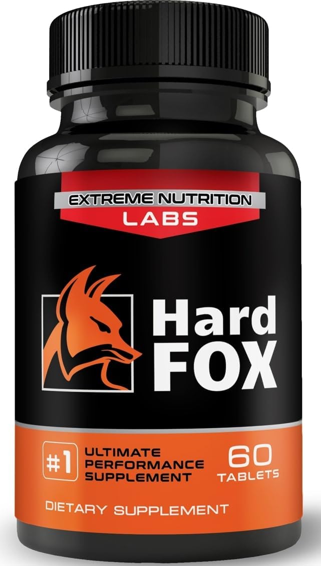 Hard Fox Enlargement Pills for Men - #1 Ultimate Performance Booster - 3" Size Gain in 60 Days - Enhance Drive, Strength, Size, Endurance - 60 Count