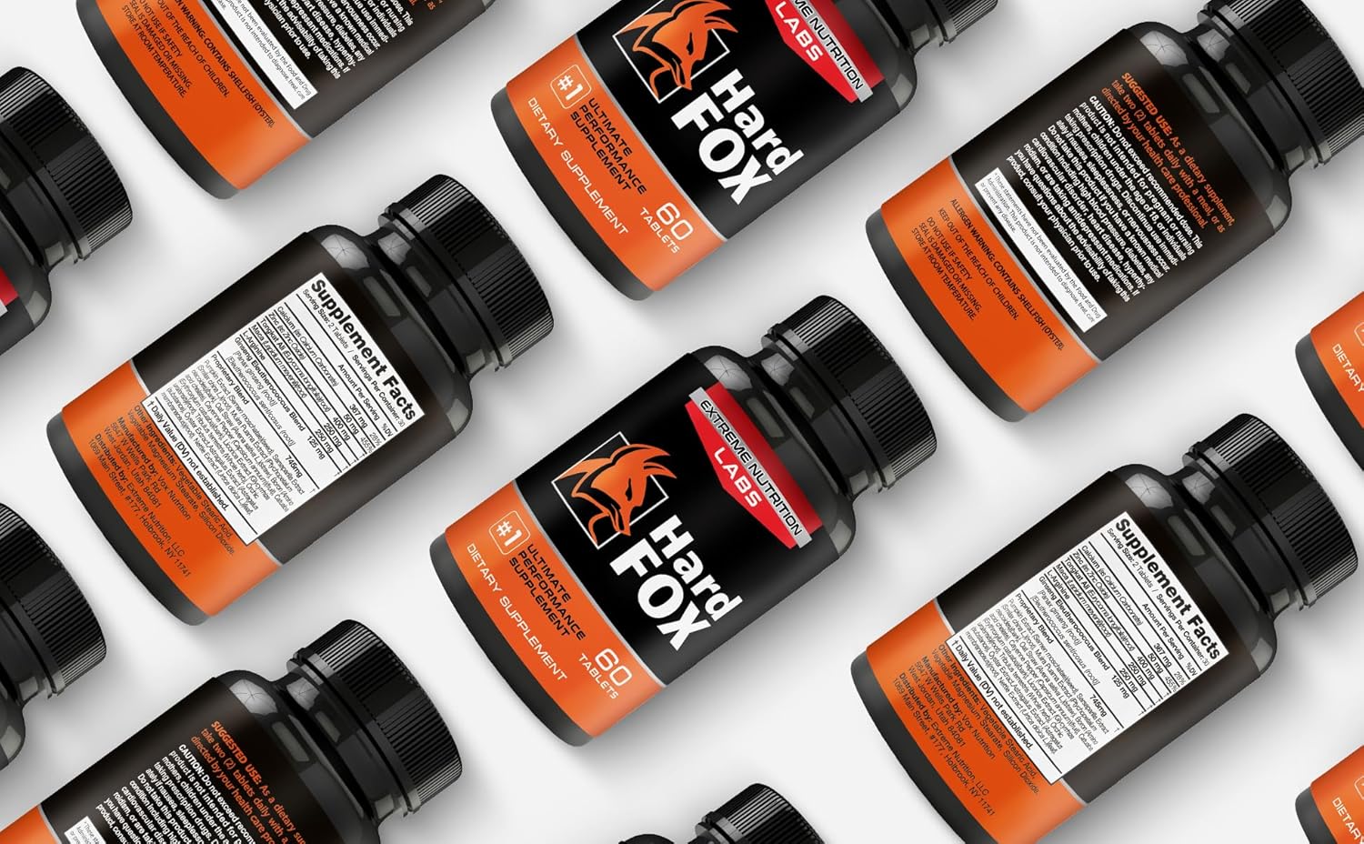 Hard Fox Enlargement Pills for Men - #1 Ultimate Performance Booster - 3" Size Gain in 60 Days - Enhance Drive, Strength, Size, Endurance - 60 Count