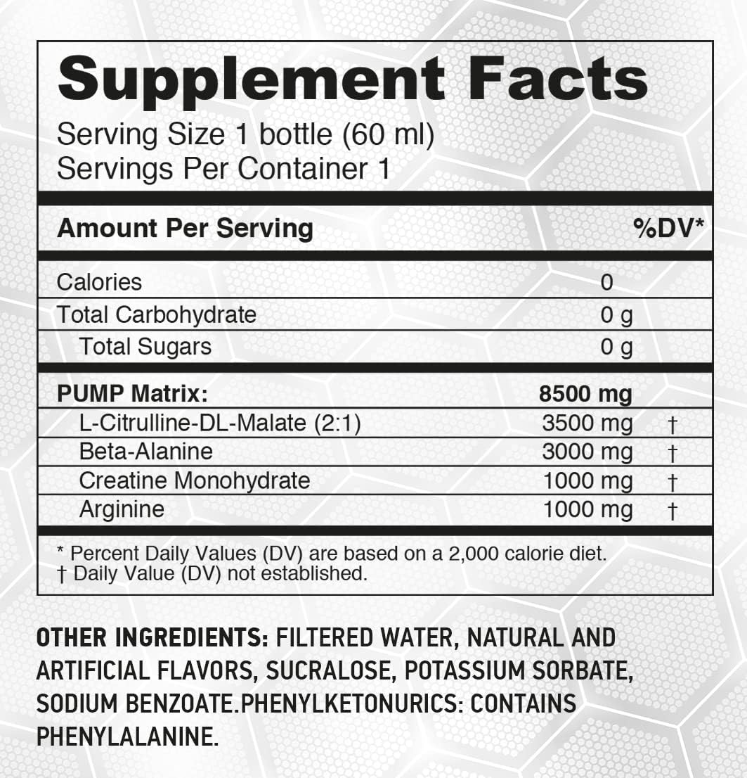 HARDLABZ PUMP - Non-Stimulant Liquid Pre-Workout Energy Shot with Citrulline, Beta-Alanine, Creatine - 12 Pack