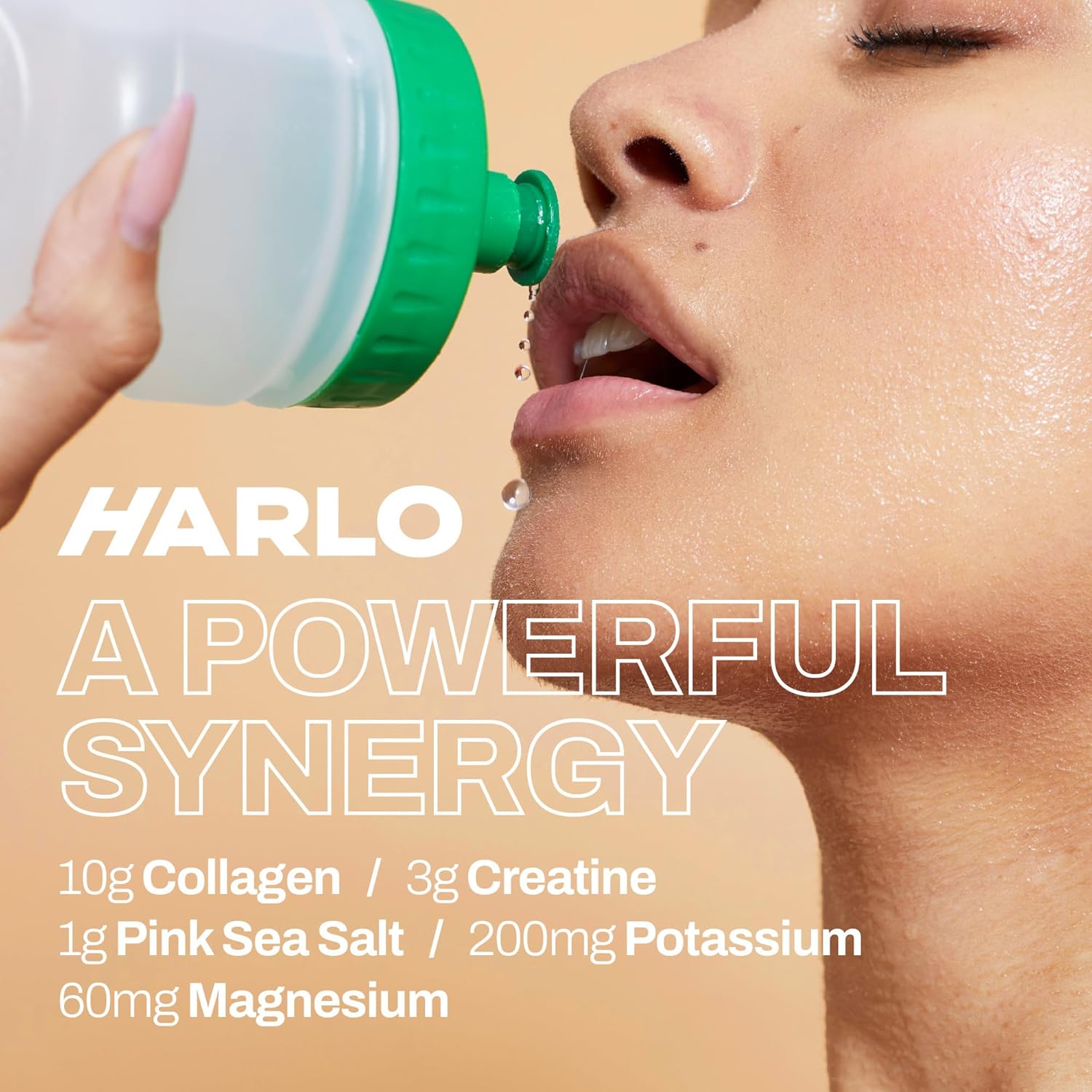 Harlo Orange Salt Electrolyte Drink Mix with Bovine Collagen & Creatine - Sugar Free Energy Drink for Pre and Post Workout Recovery