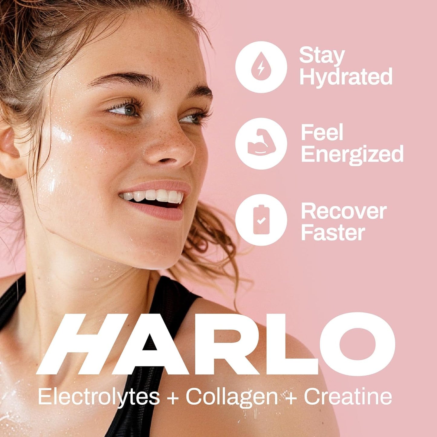 Harlo Orange Salt Electrolyte Drink Mix with Bovine Collagen & Creatine - Sugar Free Energy Drink for Pre and Post Workout Recovery