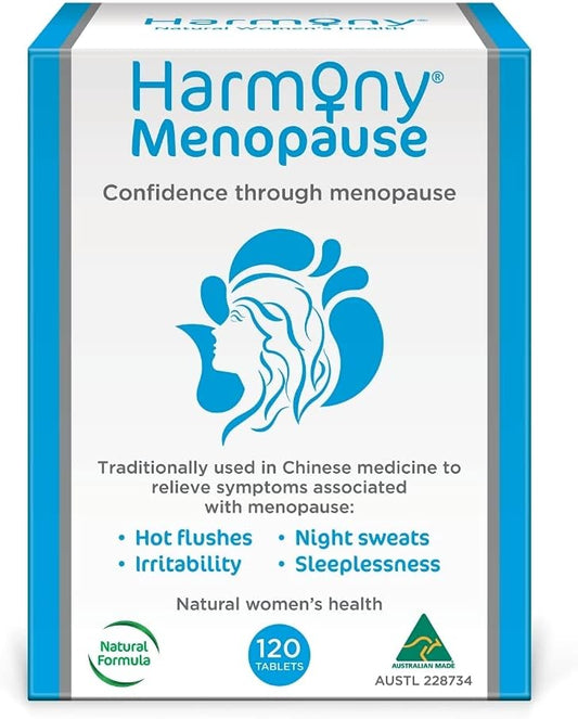 Harmony Menopause Supplements for Women - Natural Support for Hot Flashes & Irritability, 120 Tablets