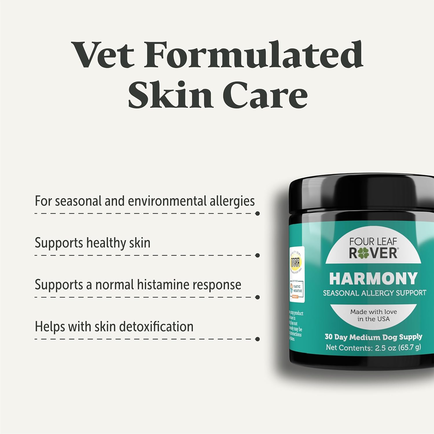 Harmony Skin & Coat Supplement for Dogs with Quercetin - Balanced Histamine Support for Allergies - Veterinarian Formulated