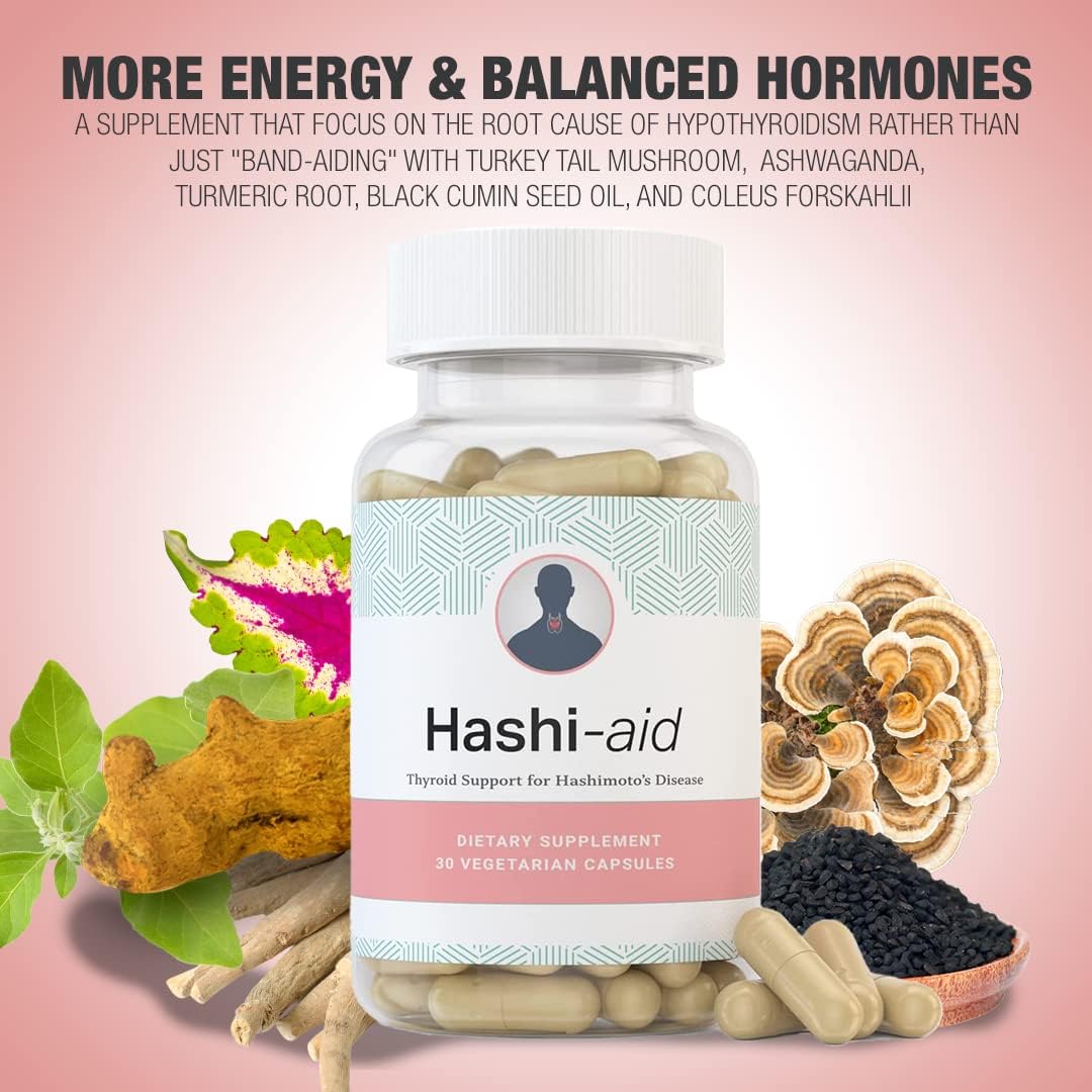HashiAid - Thyroid Supplement for Hashimoto's Disease - Support for Hypothyroidism - Boost Energy, Hormone Balance - Turmeric, Iodine, Zinc, Selenium - IBDassist