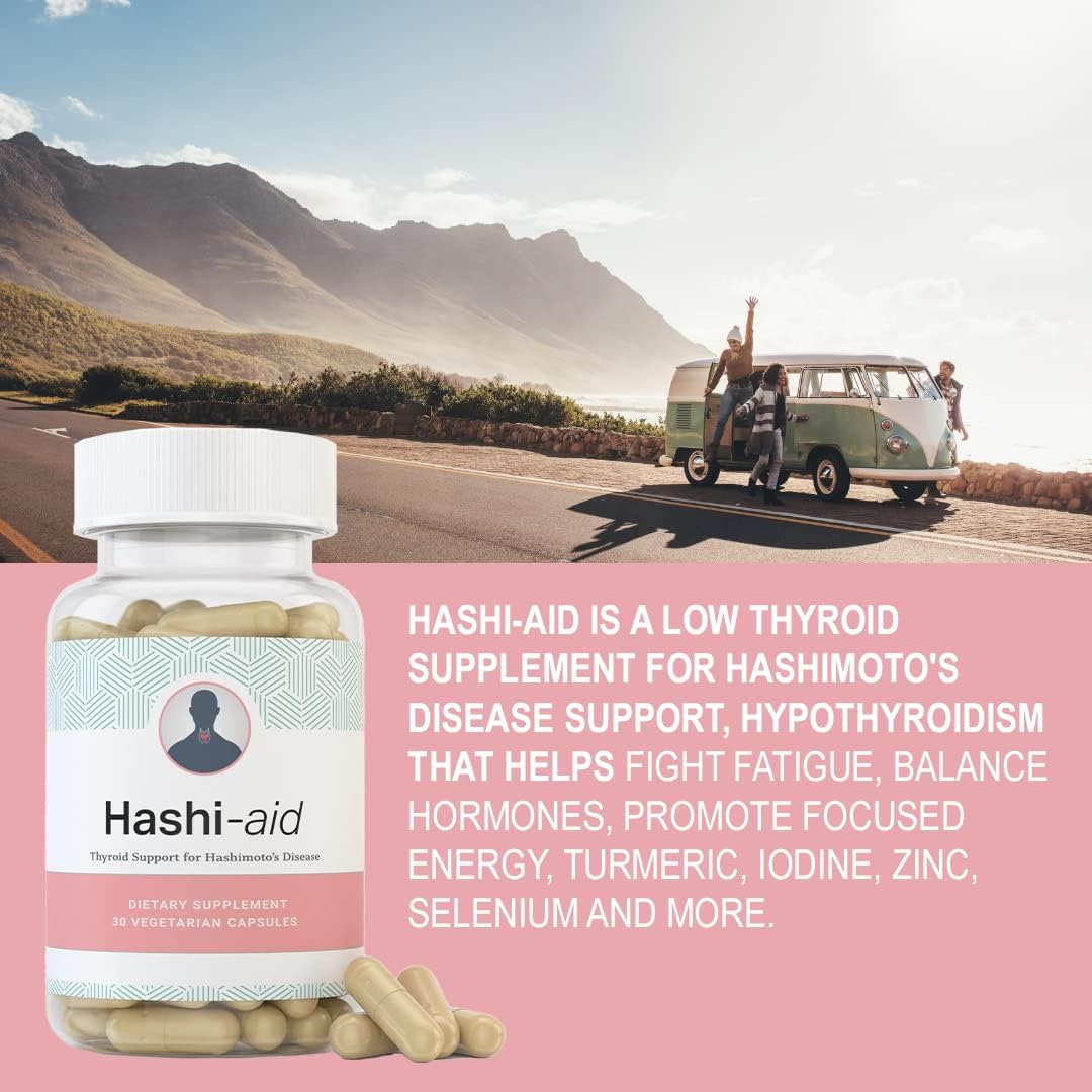 HashiAid - Thyroid Supplement for Hashimoto's Disease - Support for Hypothyroidism - Boost Energy, Hormone Balance - Turmeric, Iodine, Zinc, Selenium - IBDassist