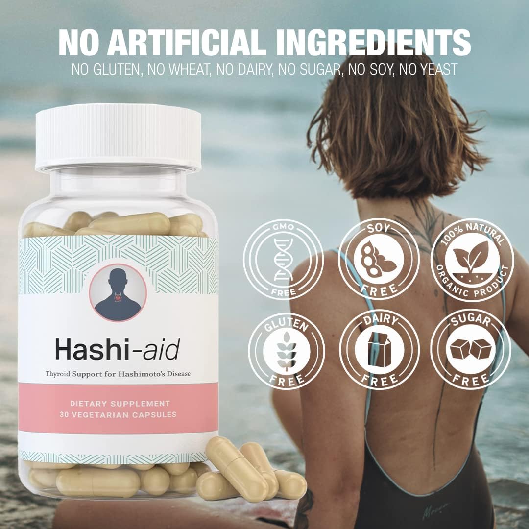 HashiAid - Thyroid Supplement for Hashimoto's Disease - Support for Hypothyroidism - Boost Energy, Hormone Balance - Turmeric, Iodine, Zinc, Selenium - IBDassist