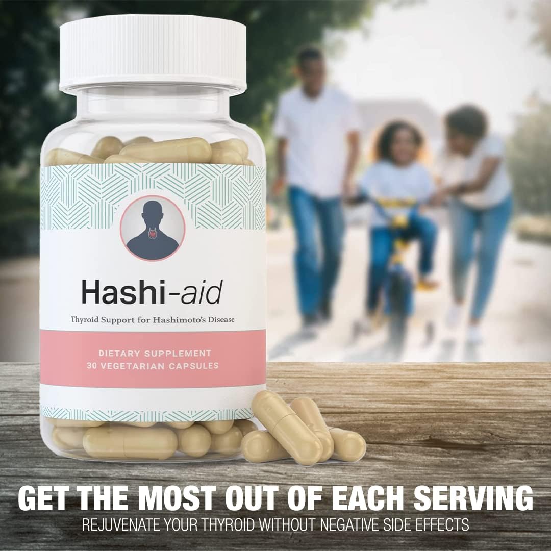 HashiAid Thyroid Support Supplement - Fight Fatigue and Balance Hormones - IBDassist Formula with Turmeric, Iodine, Zinc, and Selenium for Hashimoto's Disease and Hypothyroidism - Promotes Focused Energy