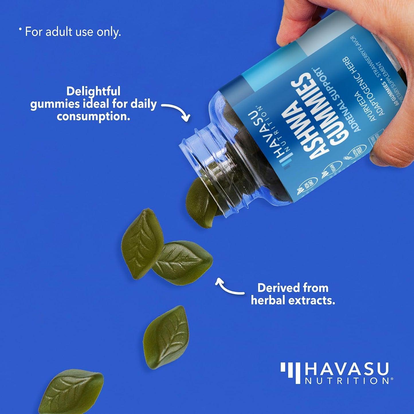 HAVASU NUTRITION Ashwagandha Gummies Supplement Designed to Support a Natural Calm - Herbal Support - Ashwagandha Gummies for Women and Men - Non-GMO and Gluten-Free Supplement - 120 Vegan Strawberry Gummies