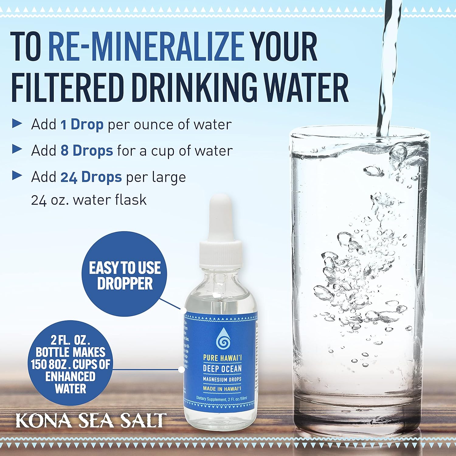 Hawaii Deep Ocean Magnesium Drops with Trace Minerals - 2 Fl. Oz. Liquid Supplement for Brain, Mood, Muscle, Nerve, & Cardiovascular Health