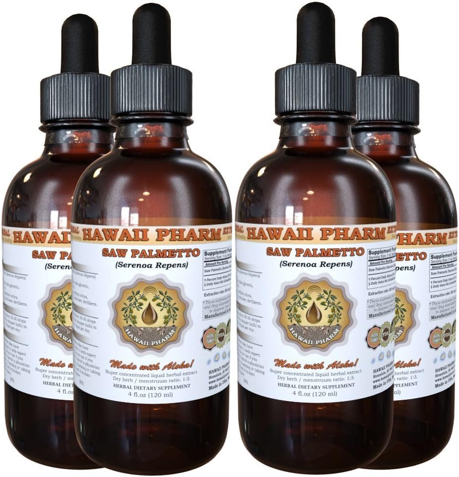 Hawaii Pharm Saw Palmetto Liquid Extract - 4 fl.oz, 4x Potency - Serenoa Repens Supplement