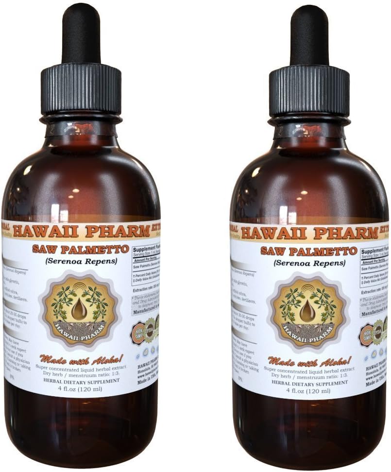 Hawaii Pharm Saw Palmetto Liquid Extract - Double Strength 2 fl.oz x 2