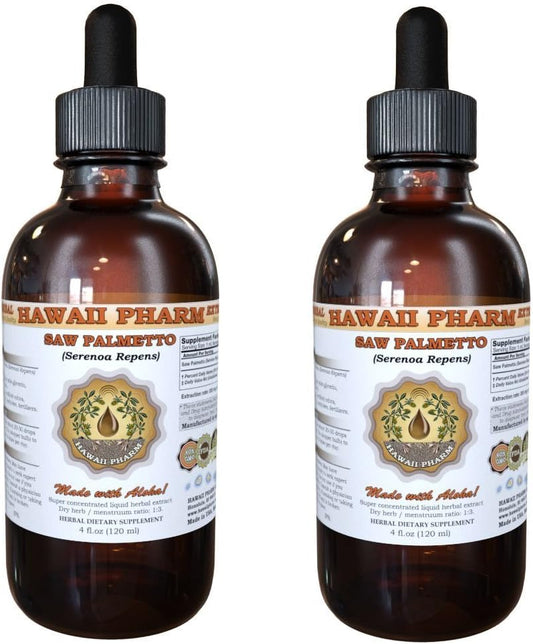 Hawaii Pharm Saw Palmetto Liquid Extract - Double Strength 2 fl.oz x 2