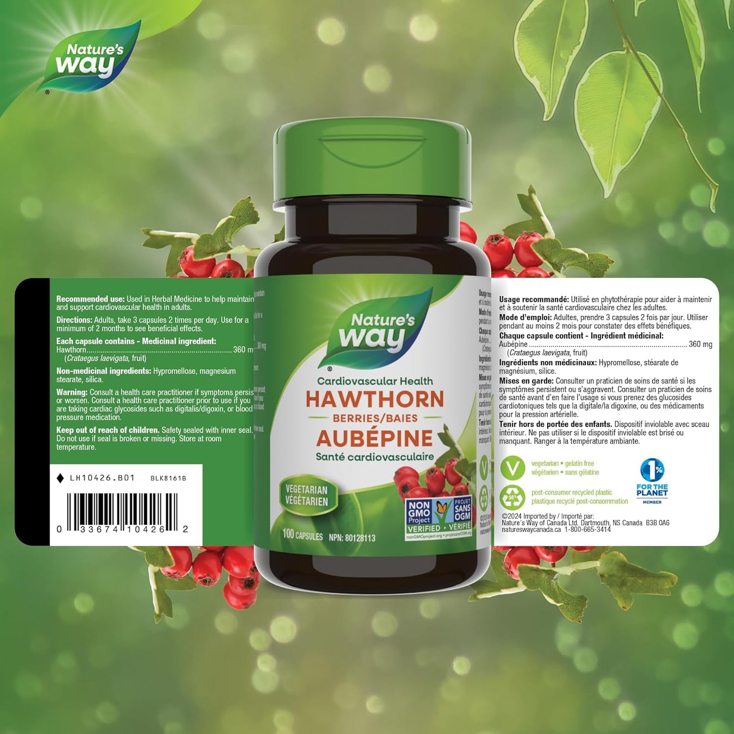 Hawthorn Berries by Nature's Way - 100 Vegetarian Capsules for Cardiovascular Health