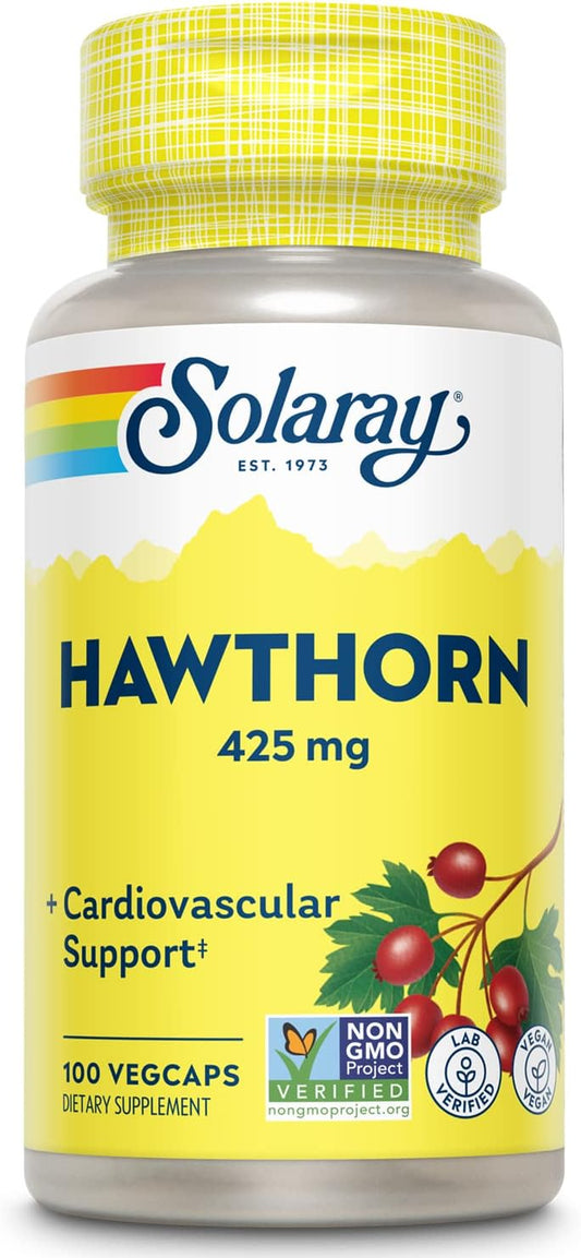 Hawthorn Berry 425mg in 100 VegCaps by Solaray for Heart Health & Circulation Support