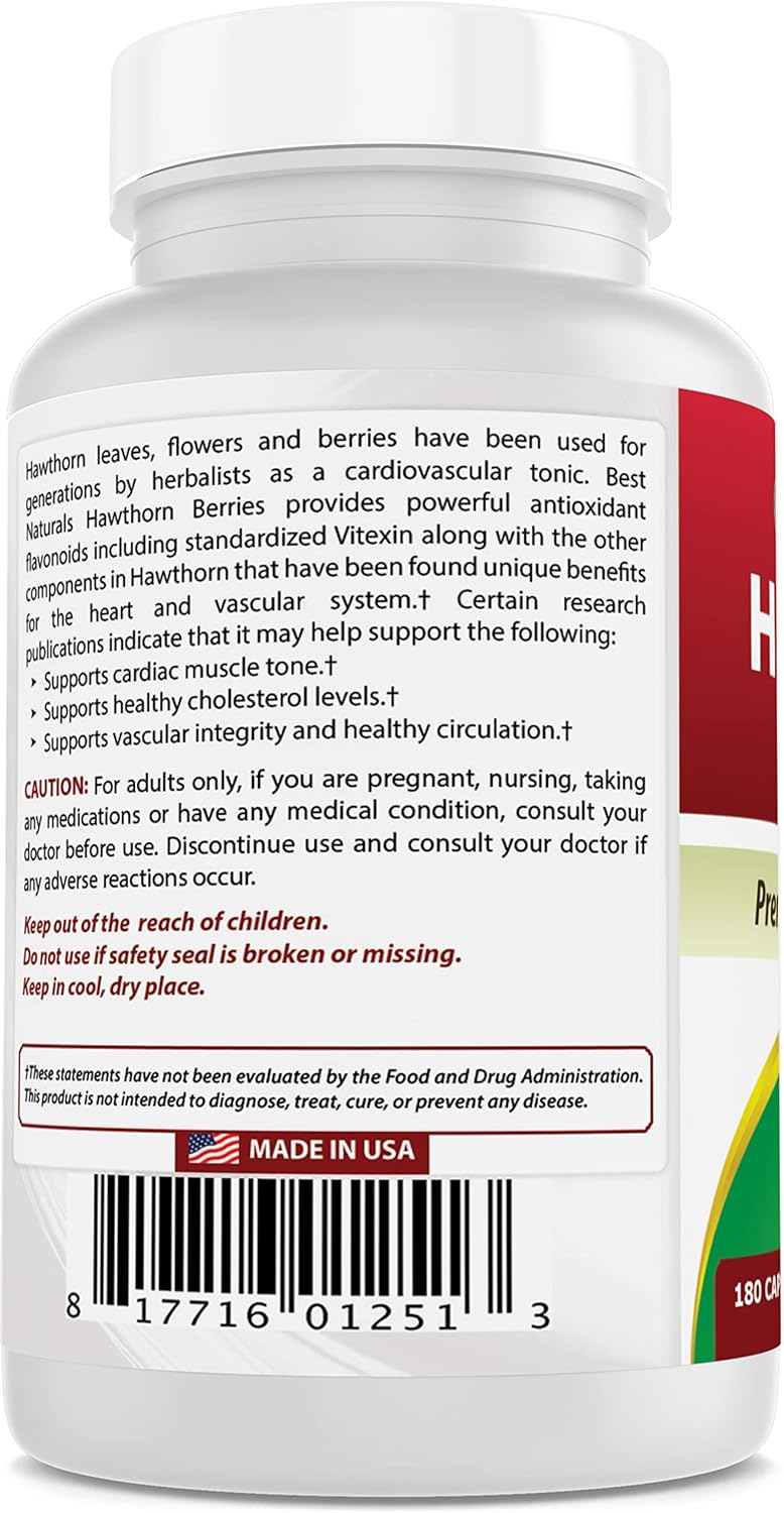 Hawthorn Berry 565mg Capsules - Natural Heart Health Supplement (360 Count)