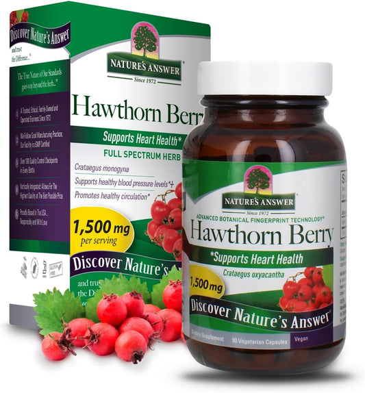 Hawthorn Berry Capsules - Heart & Circulatory Support - 90ct - Gluten-Free, Non-GMO, Vegan - No Artificial Ingredients