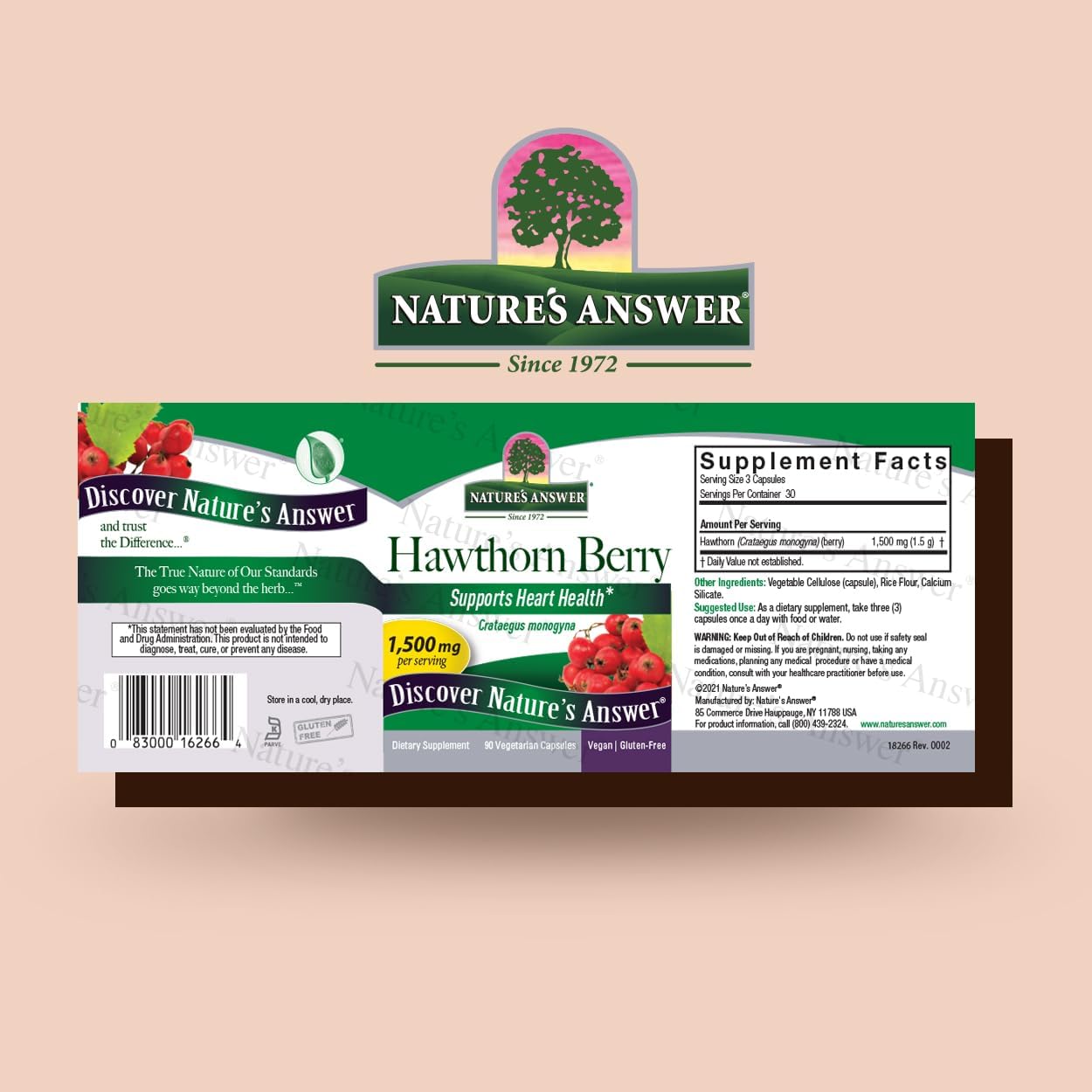 Hawthorn Berry Capsules - Heart & Circulatory Support - 90ct - Gluten-Free, Non-GMO, Vegan - No Artificial Ingredients