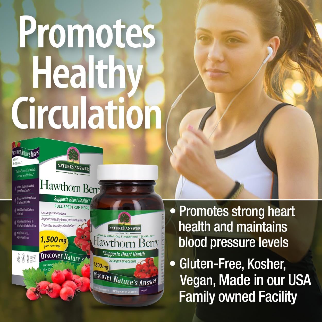 Hawthorn Berry Capsules - Heart & Circulatory Support - 90ct - Gluten-Free, Non-GMO, Vegan - No Artificial Ingredients