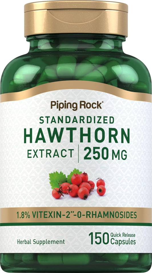 Hawthorn Berry Extract 250mg Capsules - Non-GMO & Gluten-Free Supplement | 150 Count