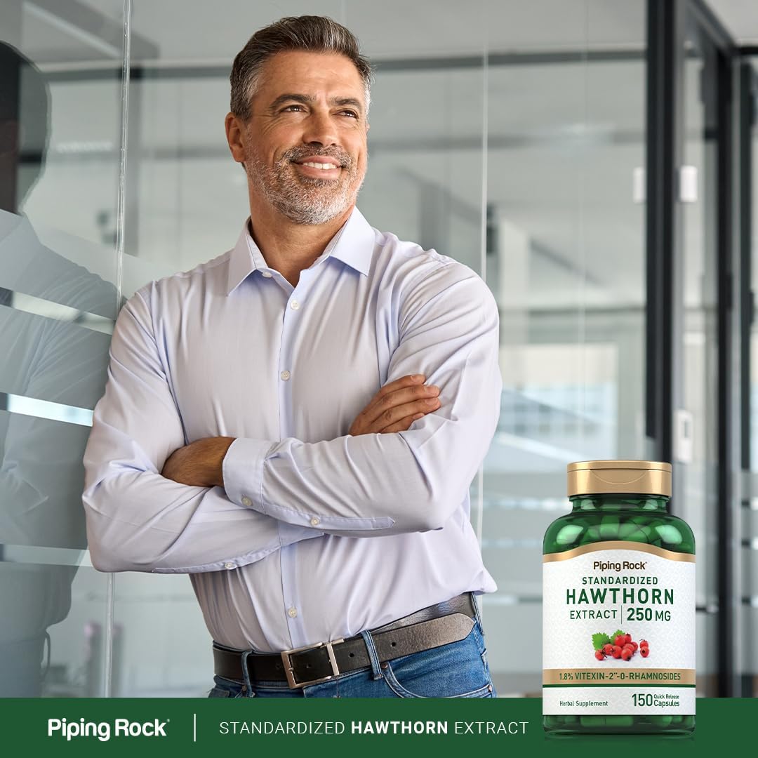 Hawthorn Berry Extract 250mg Capsules - Non-GMO & Gluten-Free Supplement | 150 Count