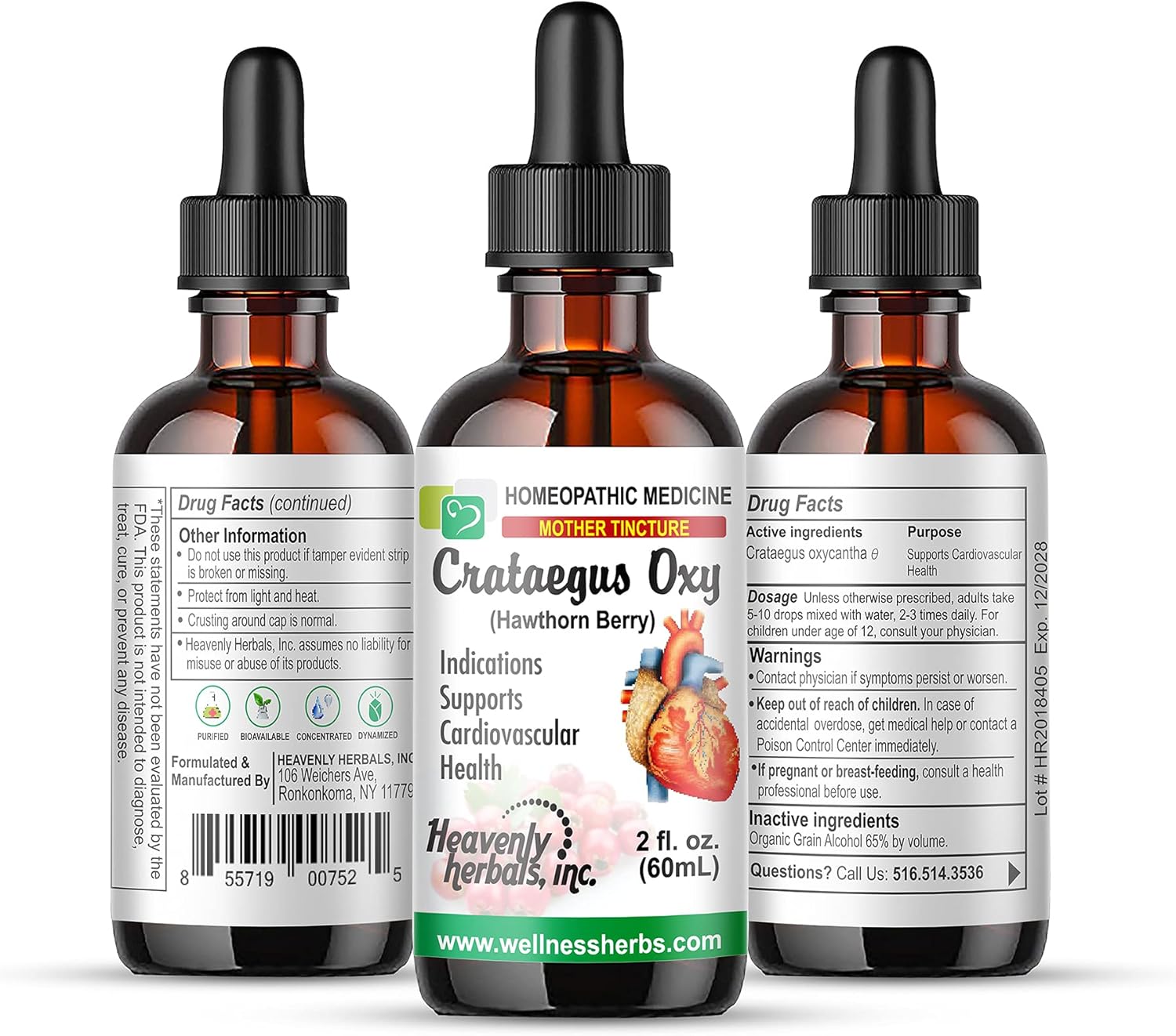 Hawthorn Berry Extract Mother Tincture - Supports Cardiovascular Health and Blood Circulation - 2 fl. Oz - Made in USA - Homeopathic Medicine by Heavenly Herbals, Inc.