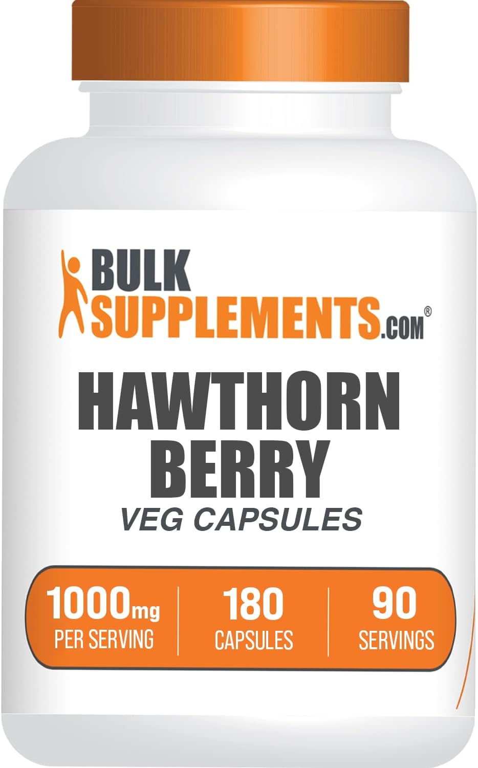 Hawthorn Berry Supplement Capsules - 1000mg Extract, Gluten Free - 180 Veg Capsules