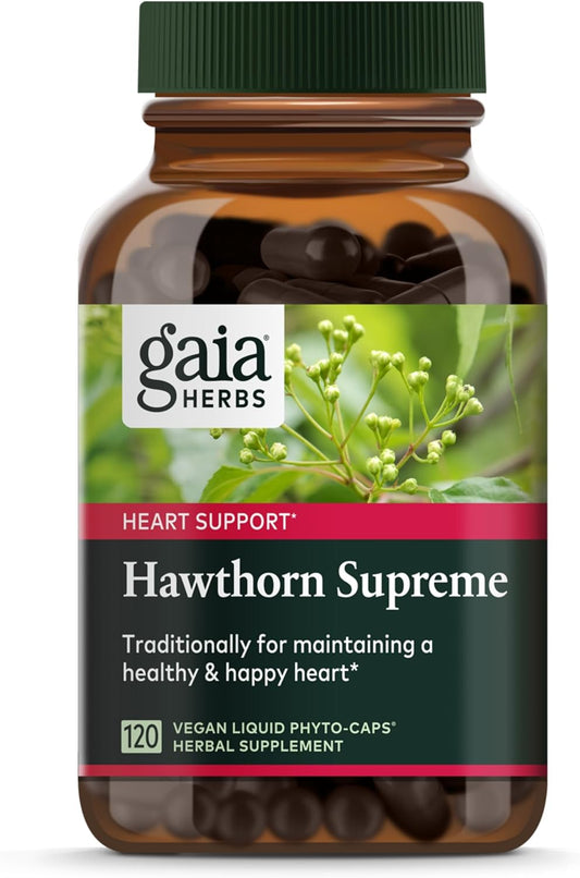 Hawthorn Berry Supplement for Heart Health - Gaia Herbs Hawthorn Supreme - 120 Vegan Capsules