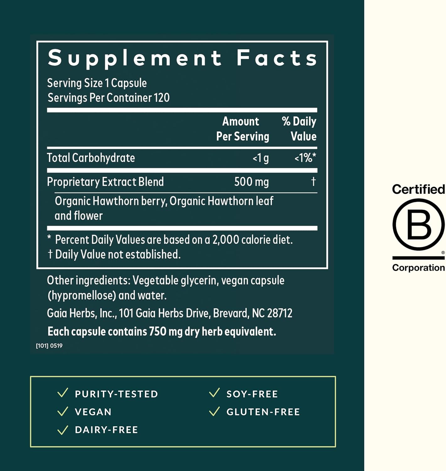 Hawthorn Berry Supplement for Heart Health - Gaia Herbs Hawthorn Supreme - 120 Vegan Capsules