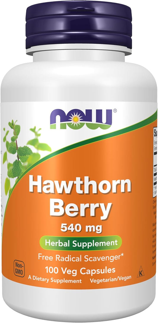 Hawthorn Berry Supplements by NOW Foods, 540 mg, Antioxidant Support, 100 Veg Capsules - Herbal Dietary Supplement