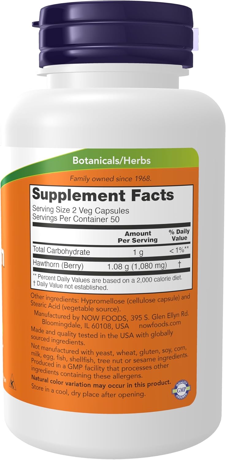 Hawthorn Berry Supplements by NOW Foods, 540 mg, Antioxidant Support, 100 Veg Capsules - Herbal Dietary Supplement