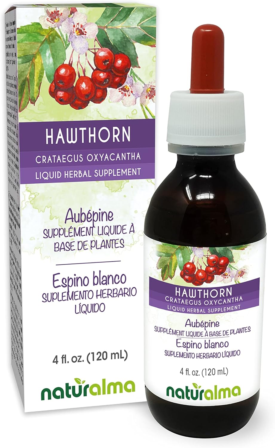 Hawthorn Leaf and Flower Alcohol-Free Tincture - 4 fl oz Liquid Extract Drops - Natural Herbal Supplement for Vegans