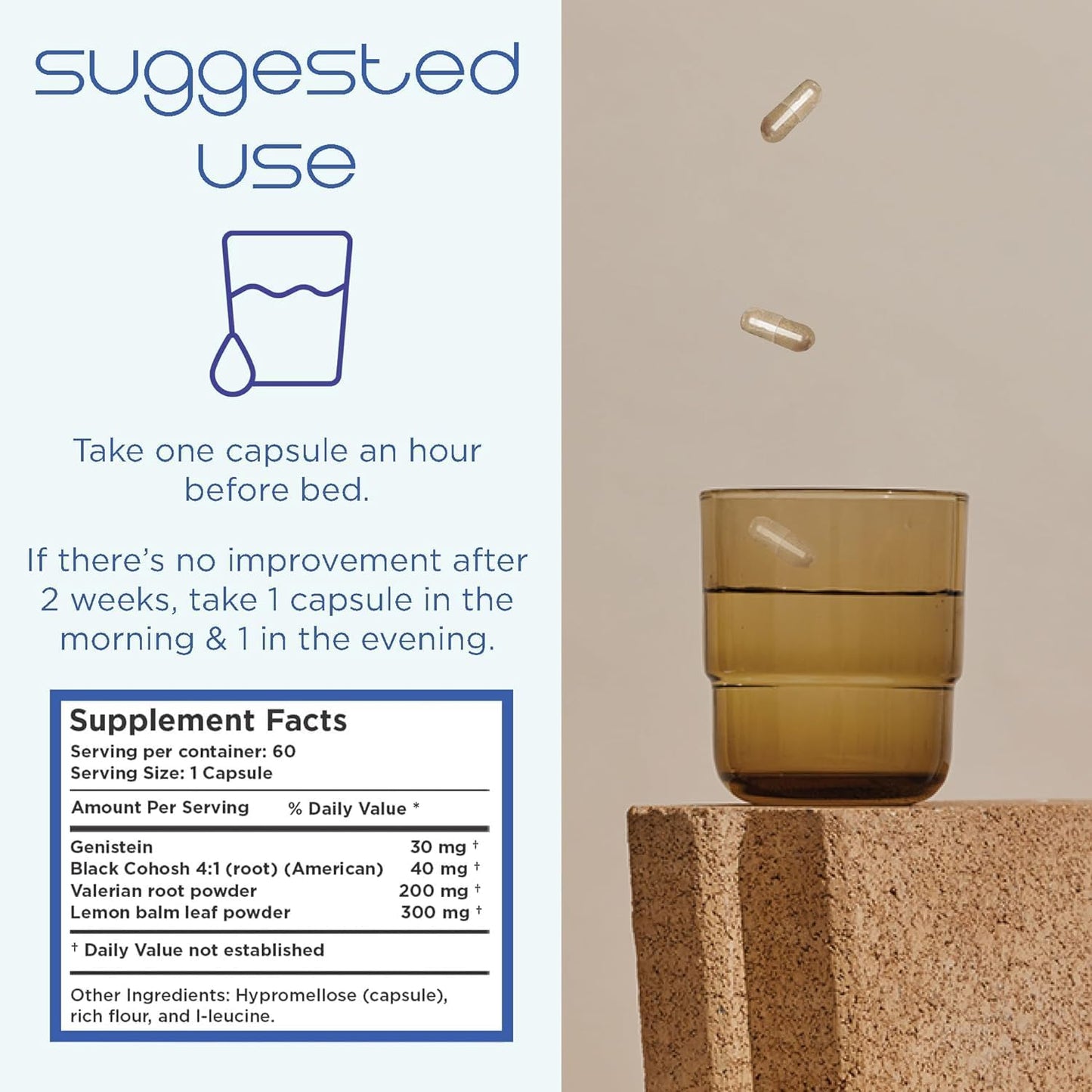 Heale Health Estrocap Menopause Supplements - Relief for Hot Flashes, Night Sweats, Bone Health, and Mood Support - Valerian Root & Black Cohosh - 60ct